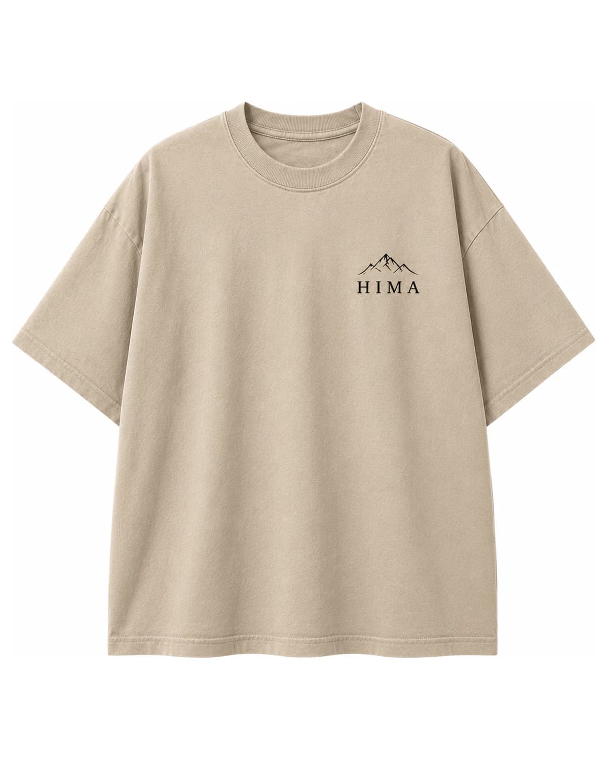 Front of the sand Summit Logo Tee with a small black Hima mountain logo